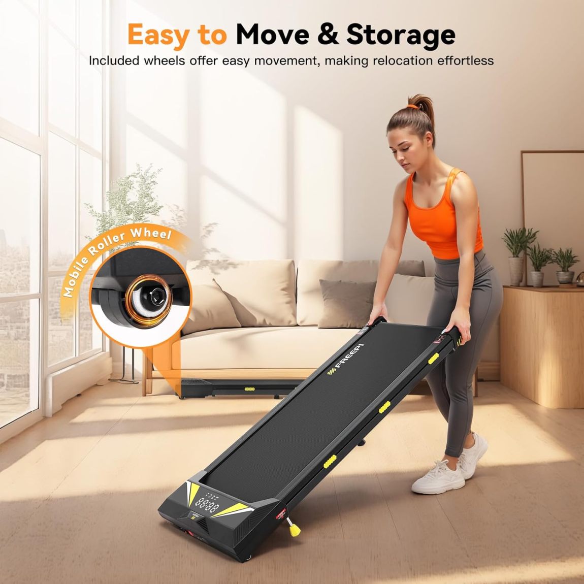 Walking Vibration Mat with APP, 3-in-1 Under Desk Treadmill, 2.5 HP Low Noise Walking Treadmill Mat with Remote Control, Home Office Portable Treadmill