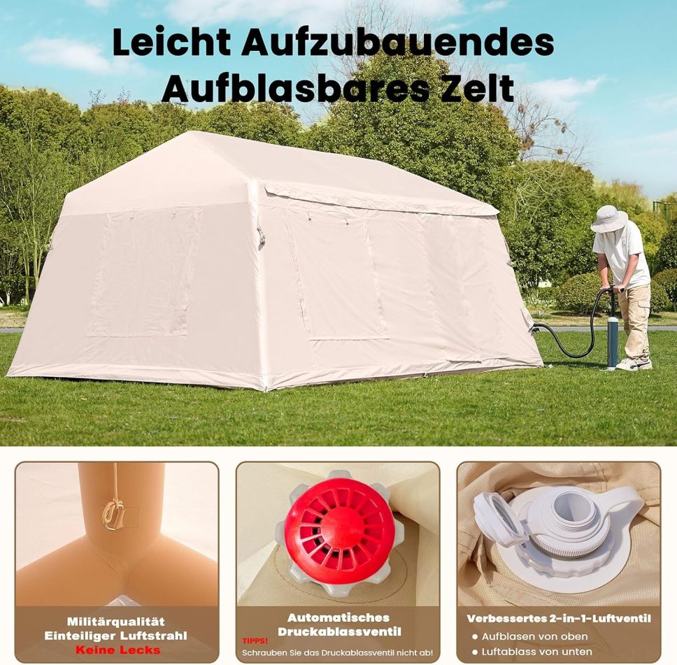 Ytaoeo Inflatable Tent for Camping, Outdoor Tent, Inflatable Camping Tent Made of Waterproof Oxford Fabric, Air Glamping Tents, Various Options