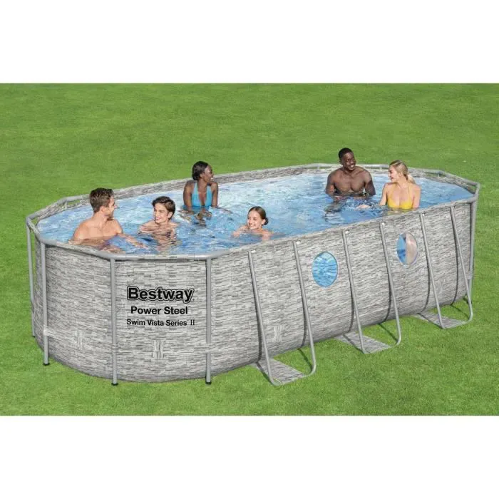 Above Ground Pool Kit - BESTWAY - Power Steel - 549 x 274 x 122 cm - Oval (With filtration pump, ladder, cover)
