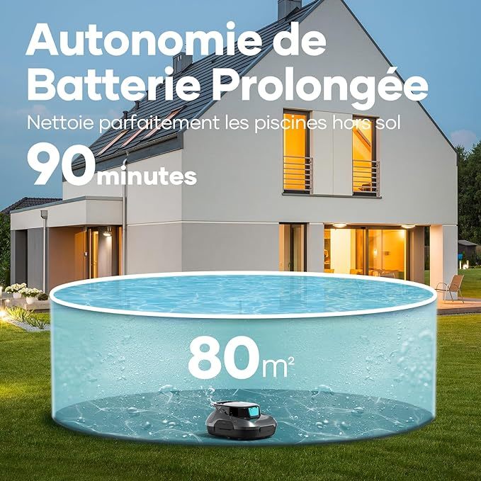 AIPER Scuba SE Robot Pool, Cordless Pool Vacuum, 90 Minutes Cleaning, Automatic Parking Function, Compact and Lightweight Pool Cleaner, Ideal for Above Ground Pools 80㎡