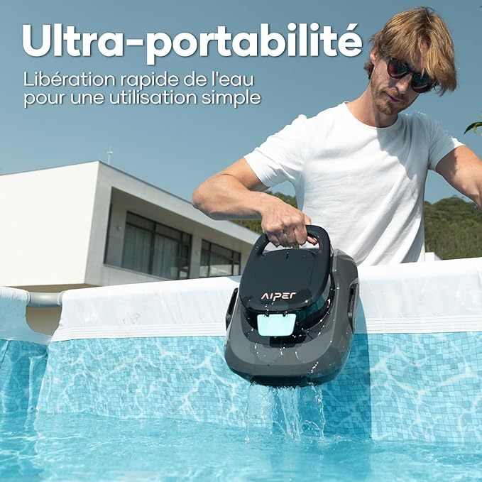AIPER Scuba SE Robot Pool, Cordless Pool Vacuum, 90 Minutes Cleaning, Automatic Parking Function, Compact and Lightweight Pool Cleaner, Ideal for Above Ground Pools 80㎡