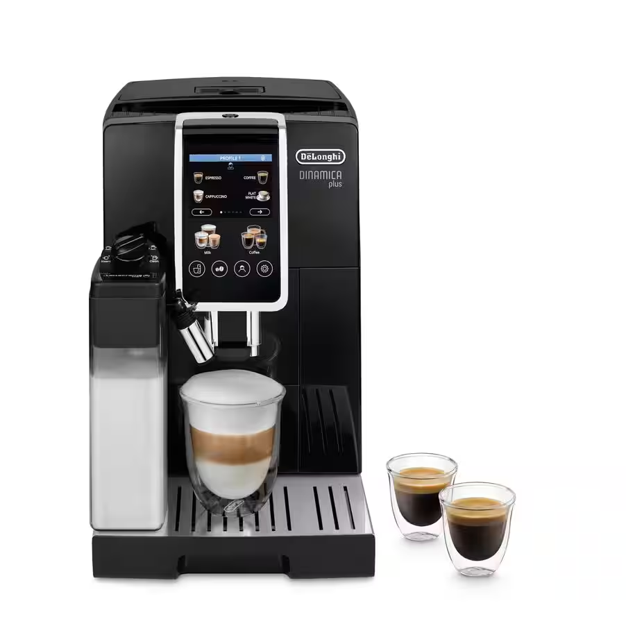 De'Longhi Dinamica Plus ECAM382.70.B, Fully Automatic Coffee Maker for Coffee Beans, Cappuccino Machine with LatteCrema Hot, Espresso Machine with 18 Recipes, 3.5 Inch TFT Display
