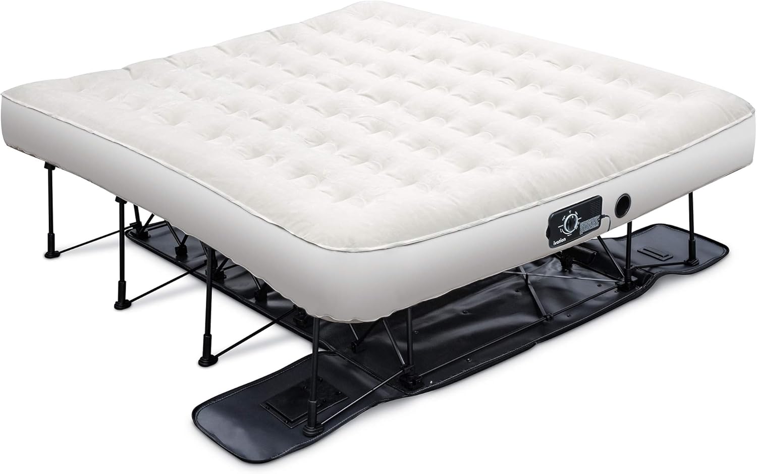 Ivation EZ-Bed Air Mattress with Frame & Rolling Case, Self Inflatable, Blow Up Bed Auto Shut-Off, Comfortable Surface AirBed, Best for Guest, Travel, Vacation, Camping