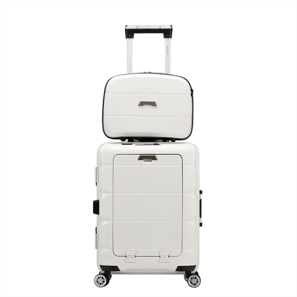 2-Piece Multifunctional USB Charging Port Luggage Set, Hardshell Suitcase with Built-in TSA Lock, Trolley Case with Front Computer Compartment