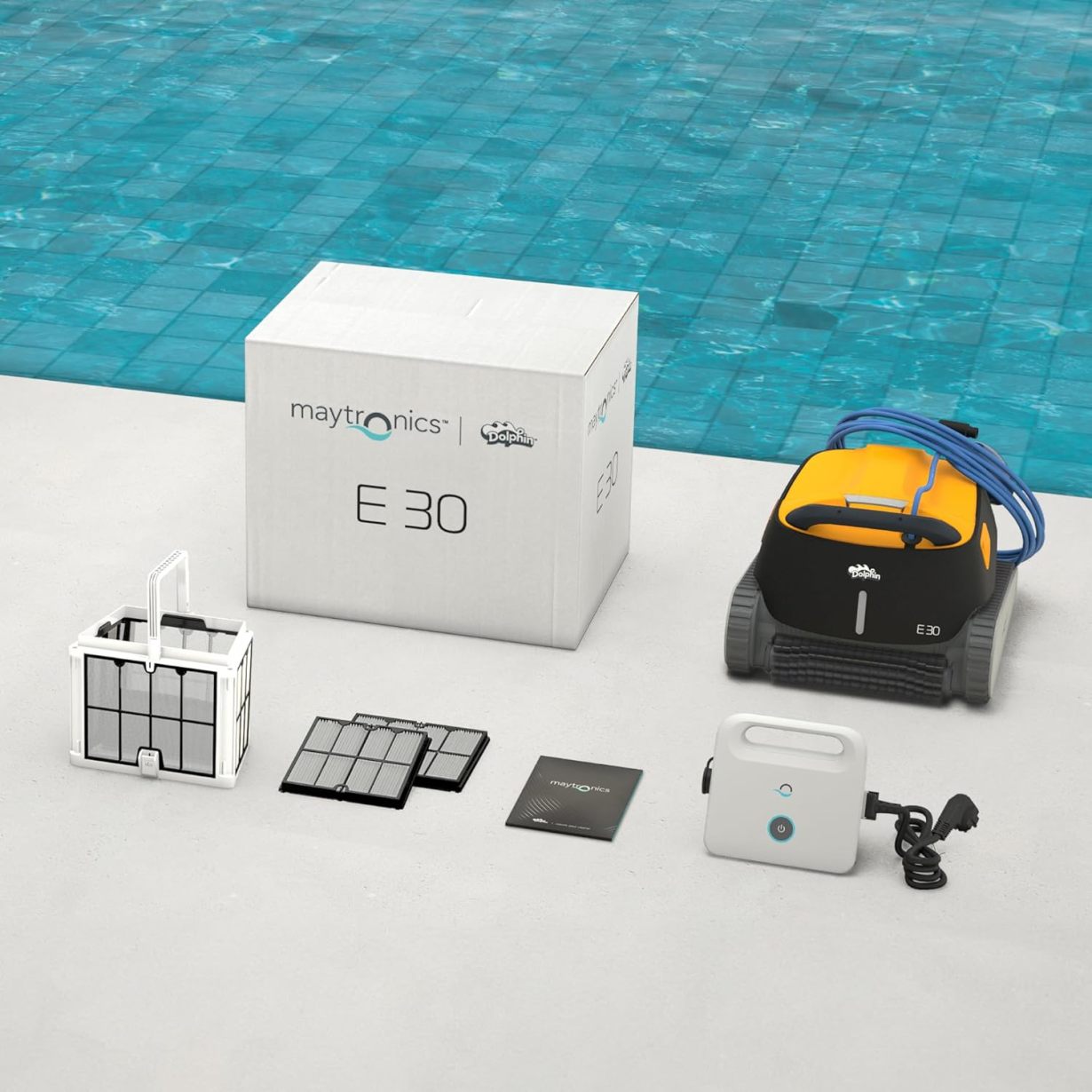 Dolphin E30 Electric Pool Cleaner Robot - Wall Cleaning, In-Ground Pool Up to 12 m
