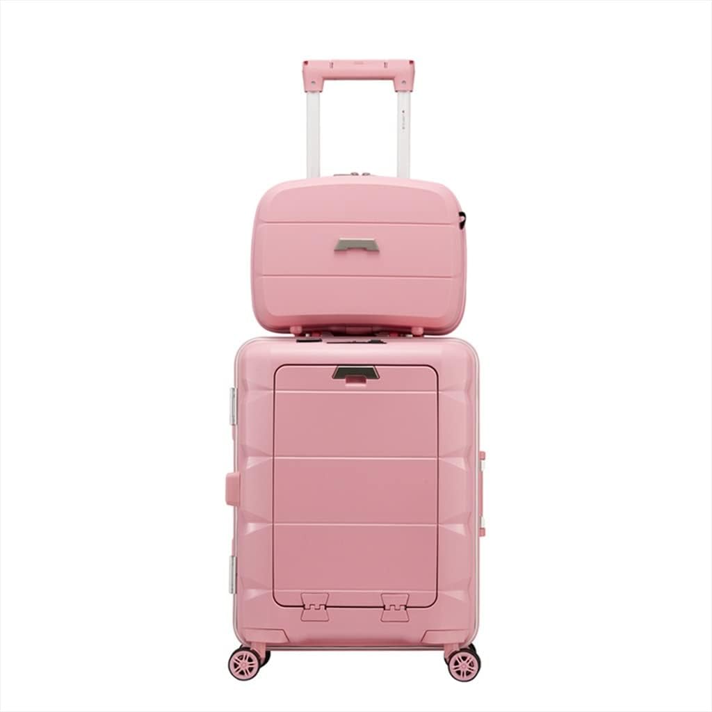 2-Piece Multifunctional USB Charging Port Luggage Set, Hardshell Suitcase with Built-in TSA Lock, Trolley Case with Front Computer Compartment