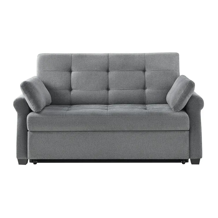 Serta Sabrina 73 Queen Rolled Arm Tufted Back Convertible Sleeper Sofa with Cushions (Dark Gray)