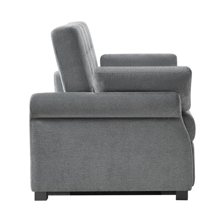 Serta Sabrina 73 Queen Rolled Arm Tufted Back Convertible Sleeper Sofa with Cushions (Dark Gray)