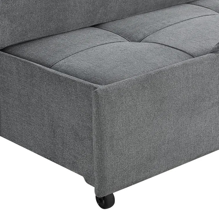 Serta Sabrina 73 Queen Rolled Arm Tufted Back Convertible Sleeper Sofa with Cushions (Dark Gray)
