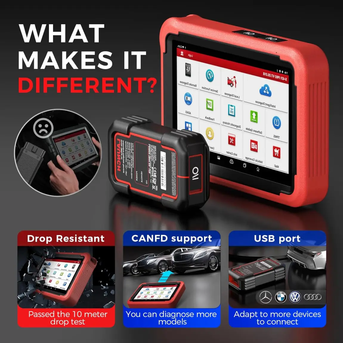 Launch X431 V+ 5.0 Scan Tool with CANFD 2025 Connector, 37 Reset and OE Level Diagnostics