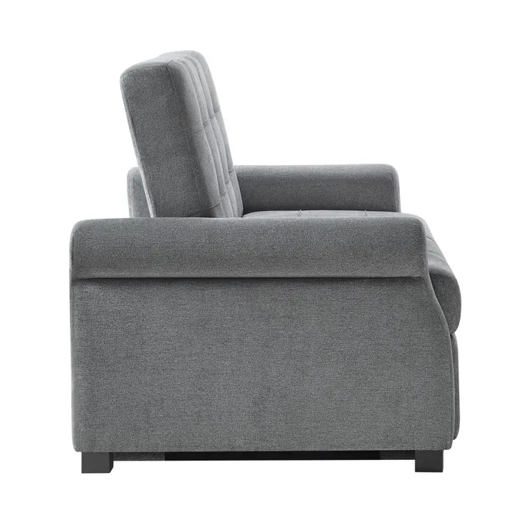 Serta Sabrina 73 Queen Rolled Arm Tufted Back Convertible Sleeper Sofa with Cushions (Dark Gray)