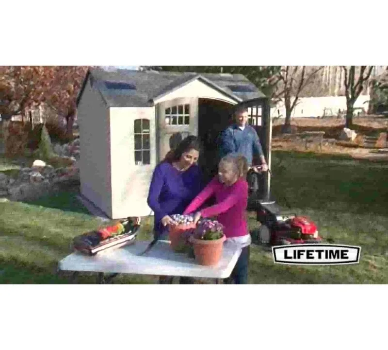 Double entry 15' wide x 8' deep plastic storage shed