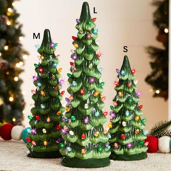 🎁🎄Retro Hand-Painted Tabletop Christmas Trees with Timer (⏰Limited Quantities Available)