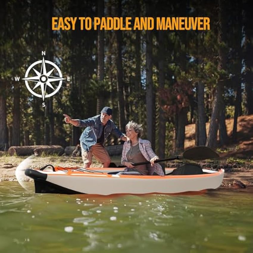 Bonnlo Inflatable Kayak Foldable Kayak for Adults Blow Up Kayaks with Seats, Foot Pedal, 7.6ft Aluminum Oars, Output - Input Air Pump for 1 Person, 2 Person, 2 Plus 1 Child, Easily Track, Dropstitch