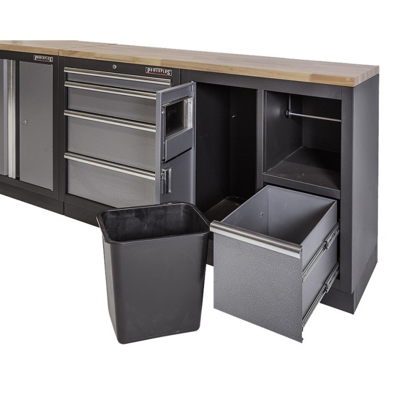 Workshop set with hardwood worktop, pegboard, tool cabinet - 10 drawers - workshop equipment 272 x 46 x 94.5 / 199.5 cm