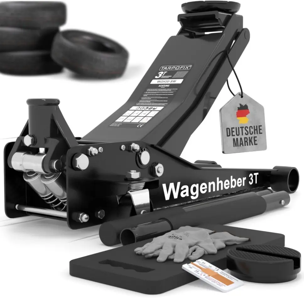 Tarpofix® Hydraulic Jack 3t (75-505mm Lifting Height) | Premium Twin Cylinder Jack | Flat hydraulic jack for SUVs and low-profile vehicles