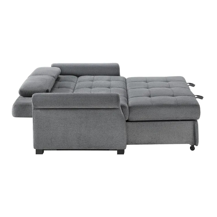 Serta Sabrina 73 Queen Rolled Arm Tufted Back Convertible Sleeper Sofa with Cushions (Dark Gray)