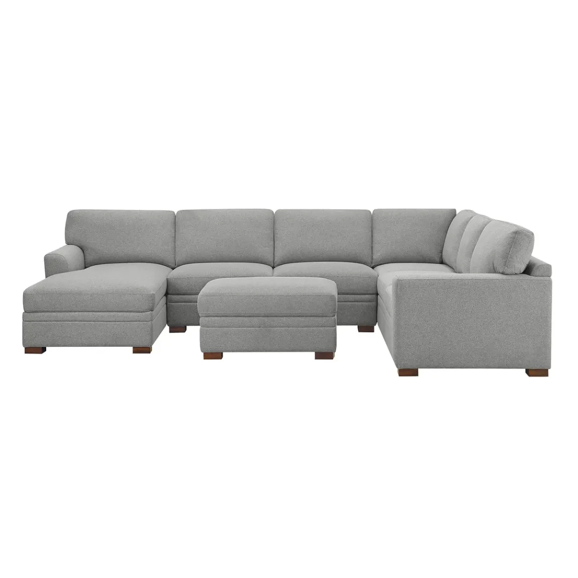 Thomasville Langdon Fabric Sectional with Chaise and Storage Ottoman, Gray