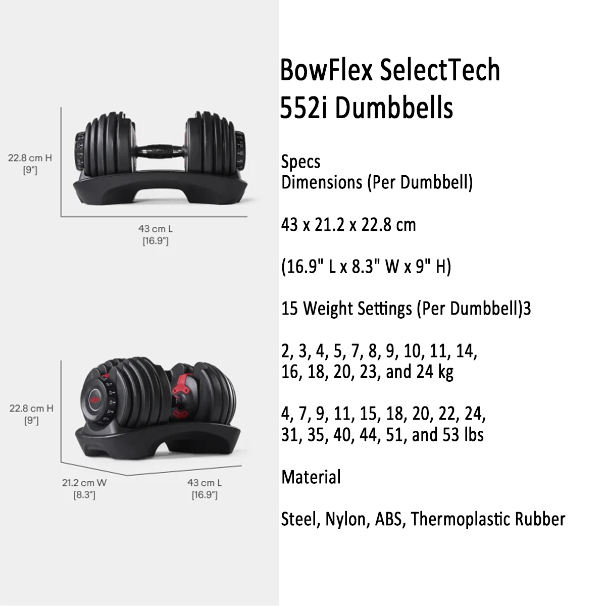 BowFlex SelectTech 1090i Dumbbells 552i Dumbbells