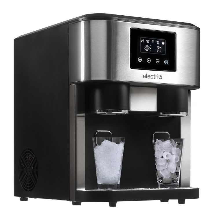 electriQ Countertop Ice Maker with Ice Crusher and Water Dispenser, Stainless Steel/Black