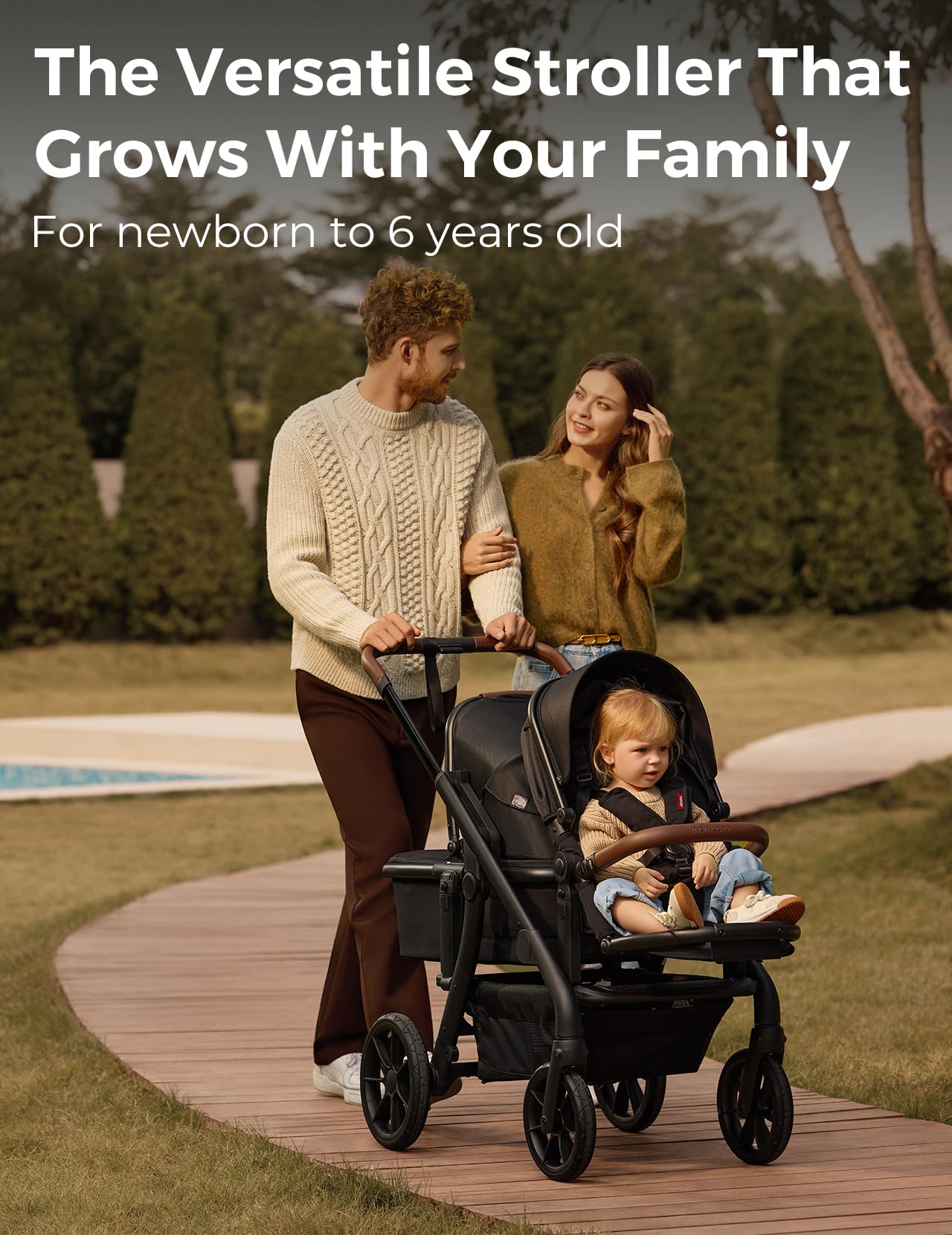 Momcozy ChangeGo Baby Stroller, Convertible Single-to-Double-to-Wagon Stroller with 23 Configurations, Bassinet, Seat Included, Large PU Wheels, All-Wheel Suspension ＆ Extendable UPF50+ Canopy