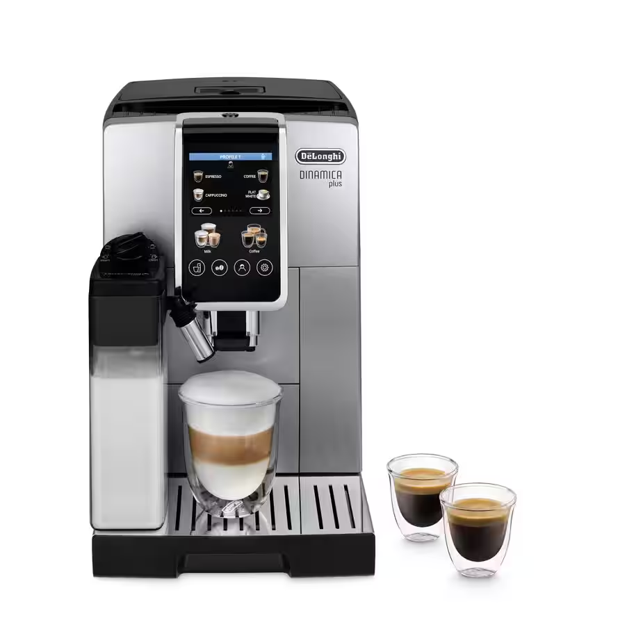 De'Longhi Dinamica Plus ECAM382.70.B, Fully Automatic Coffee Maker for Coffee Beans, Cappuccino Machine with LatteCrema Hot, Espresso Machine with 18 Recipes, 3.5 Inch TFT Display