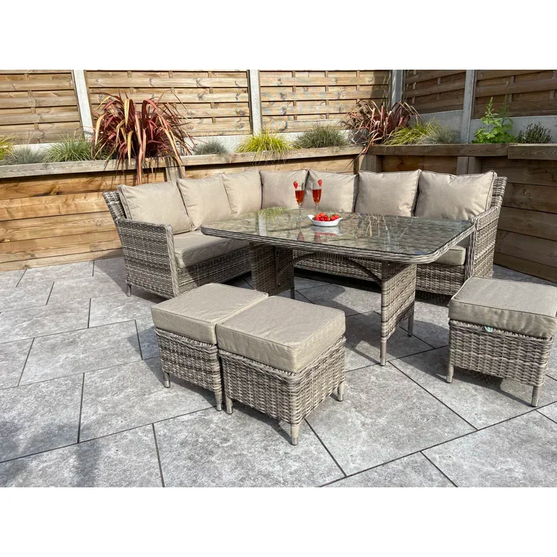 Auberta Wicker 9 - Person Garden Lounge Set