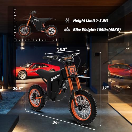 Tuttio Electric Dirt Bike Teens Adults Electric Bike 48V 21AH Removable Battery with Hydraulic Brakes (21AH Dirt Bike)