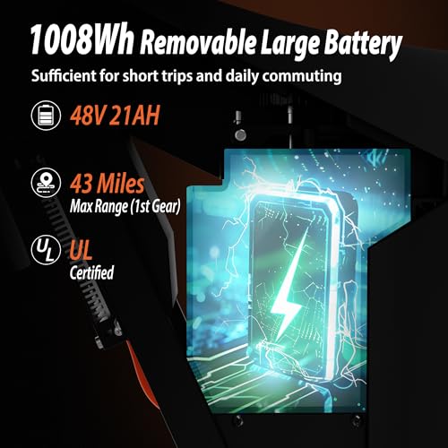 Tuttio Electric Dirt Bike Teens Adults Electric Bike 48V 21AH Removable Battery with Hydraulic Brakes (21AH Dirt Bike)