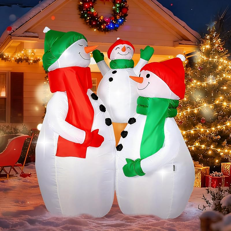 VIVOHOME 6FT Christmas Inflatable Outdoor Decoration, Snowman with Penguin, Navidad Blow Up Yard Decor with Built-in LED Light for Lawn, Garden, Party