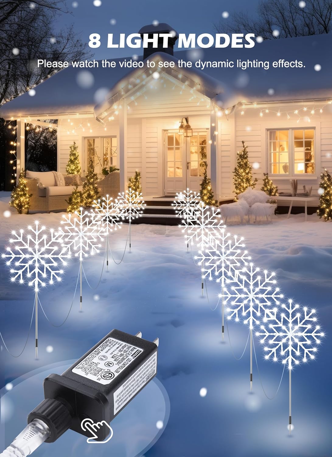 Brightown Snowflake Lights Outdoor, 10 Large Snowflake Christmas Pathway Lights Outdoor Christmas Decorations Yard Sidewalk Walkway Driveway Marker Stake, Cool White