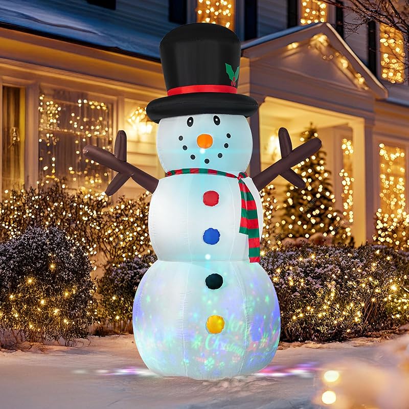 VIVOHOME 6FT Christmas Inflatable Outdoor Decoration, Snowman with Penguin, Navidad Blow Up Yard Decor with Built-in LED Light for Lawn, Garden, Party