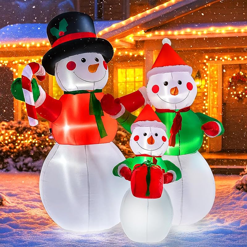 VIVOHOME 6FT Christmas Inflatable Outdoor Decoration, Snowman with Penguin, Navidad Blow Up Yard Decor with Built-in LED Light for Lawn, Garden, Party