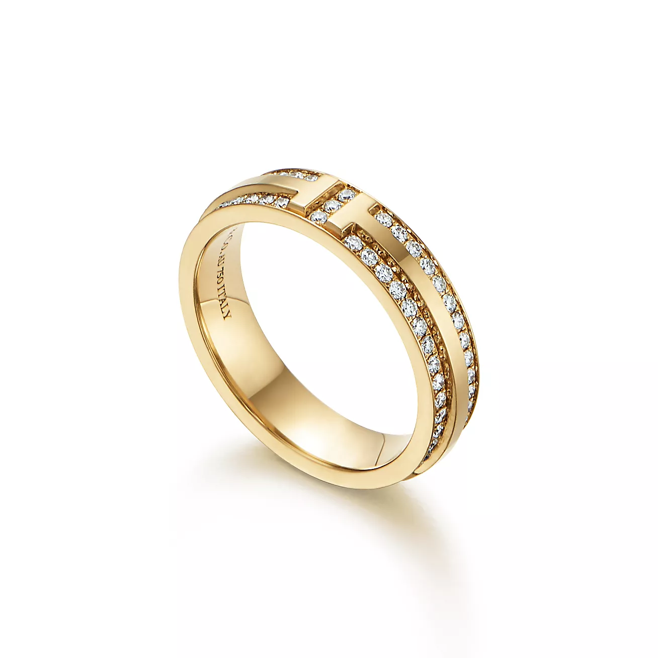 Tiffany & Co. T Narrow Pave Diamond Ring in 18k Gold