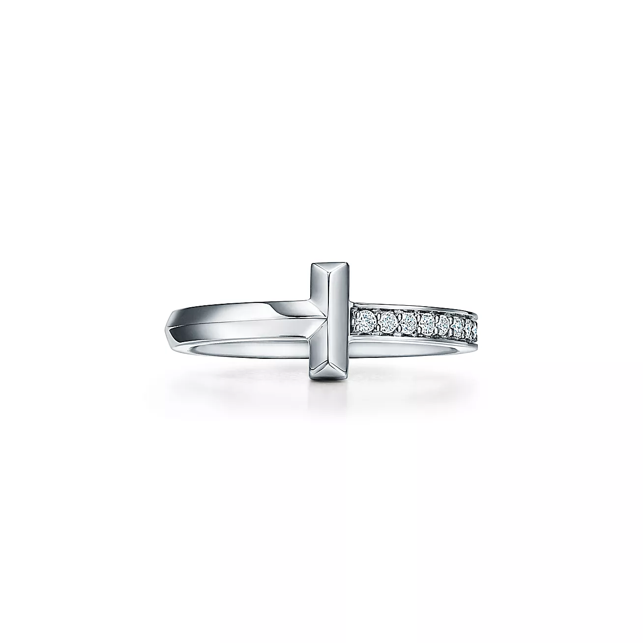 Tiffany & Co. T T1 Ring in White Gold with Diamonds, 2.5 mm Wide
