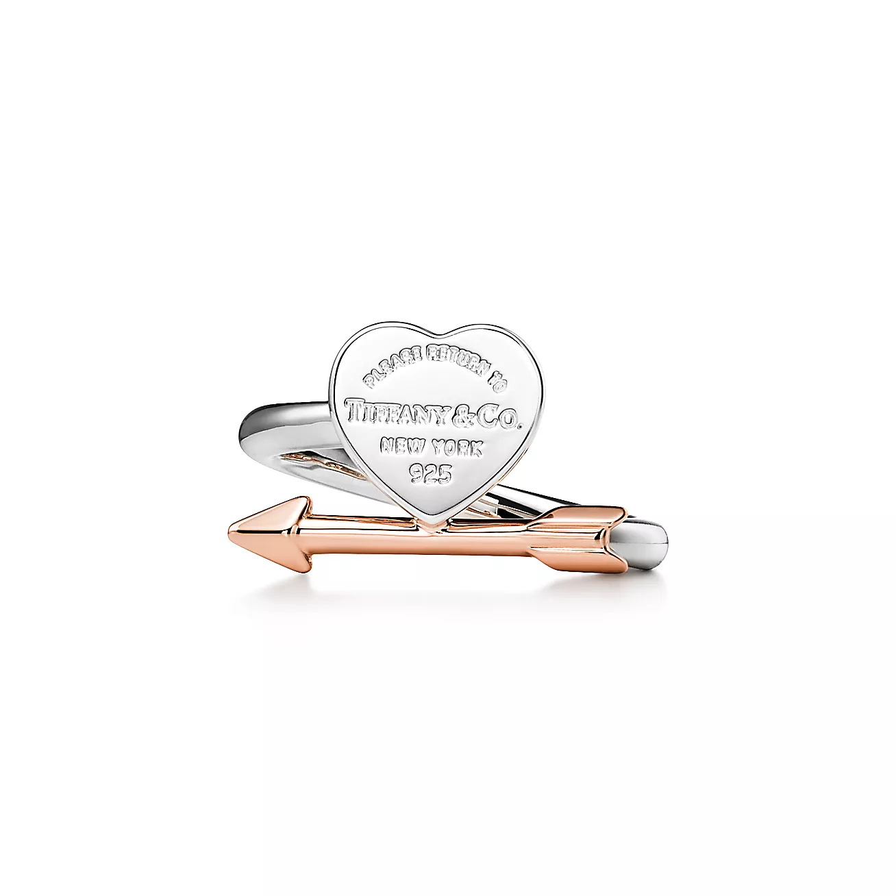 Tiffany & Co. Return to  Lovestruck Heart Tag Ring in Silver and Rose Gold