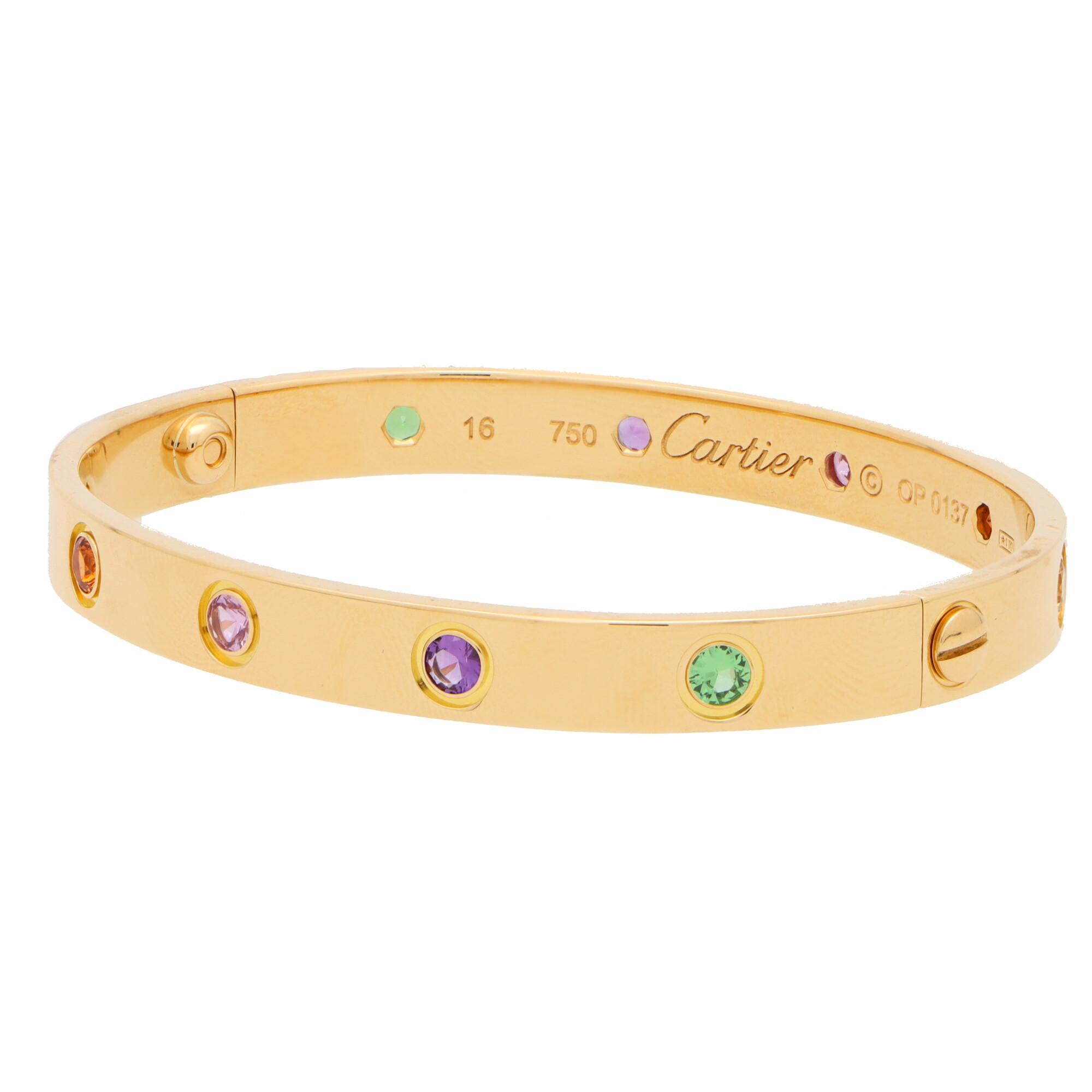 Multi Gem Love Bracelet in 18k Yellow Gold
