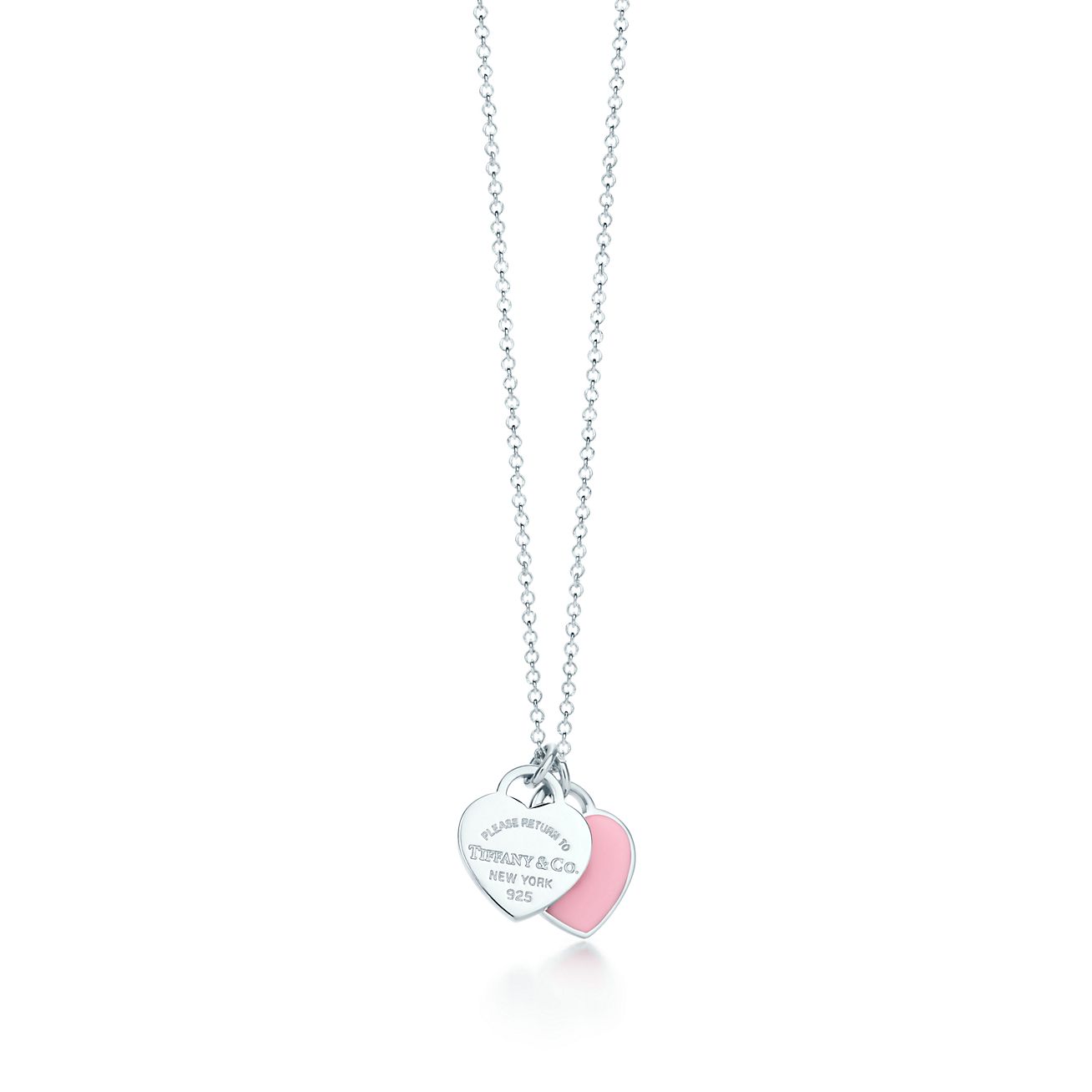 Tiffany & Co. Return to  Pink Double Heart Tag Pendant in Silver, Mini