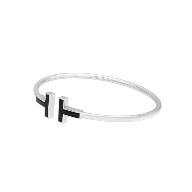 Tiffany & Co. T Black Onyx Wire Bracelet 18K White Gold