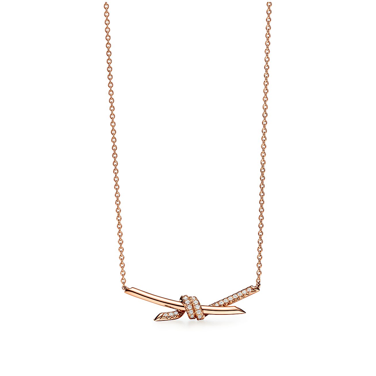 Tiffany & Co. Knot Pendant in Rose Gold with Diamonds