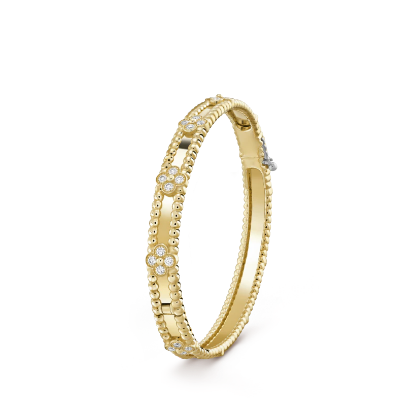 Van Cleef & Arpels Perlee diamonds bracelet, 3 rows, small model