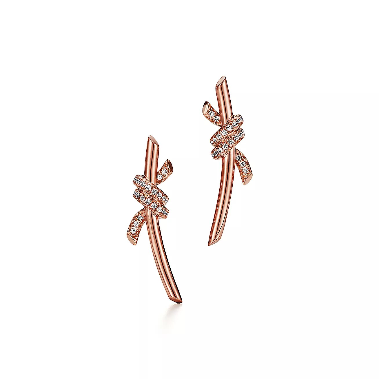 Tiffany & Co. Knot Earrings in Rose Gold with Diamonds