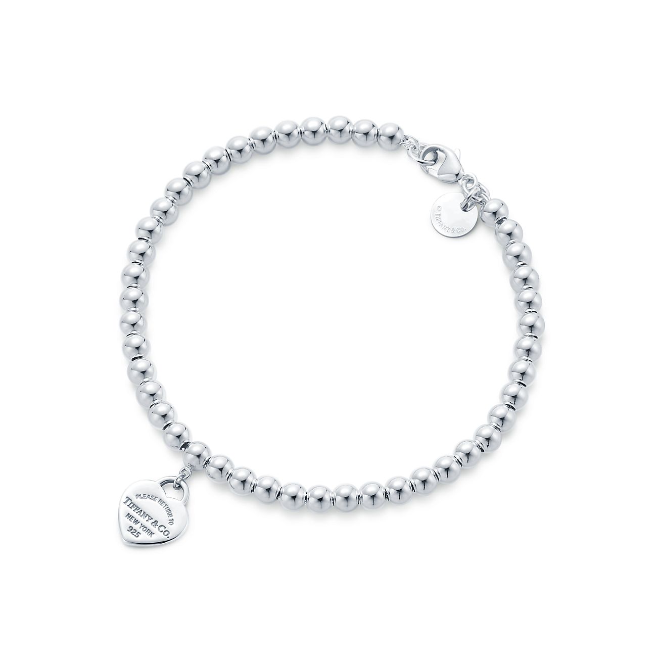 Tiffany & Co. Return to  Red Heart Tag Bead Bracelet in Silver