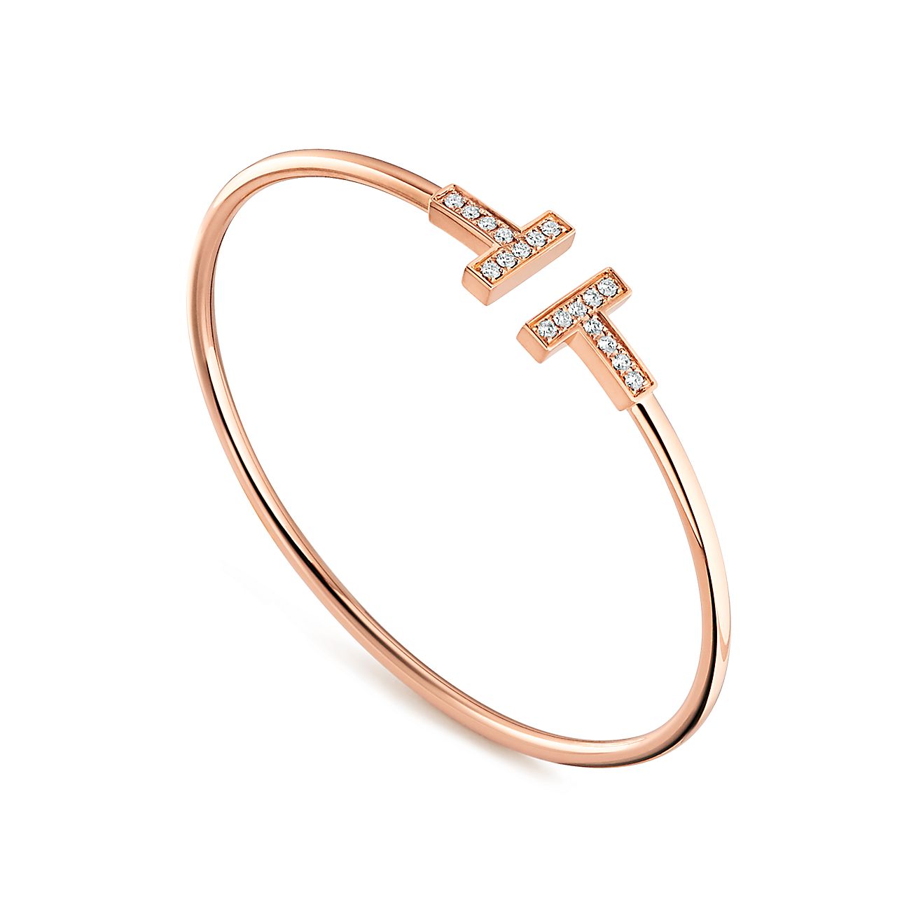 Tiffany & Co. T Wire Bracelet in Rose Gold with Diamonds