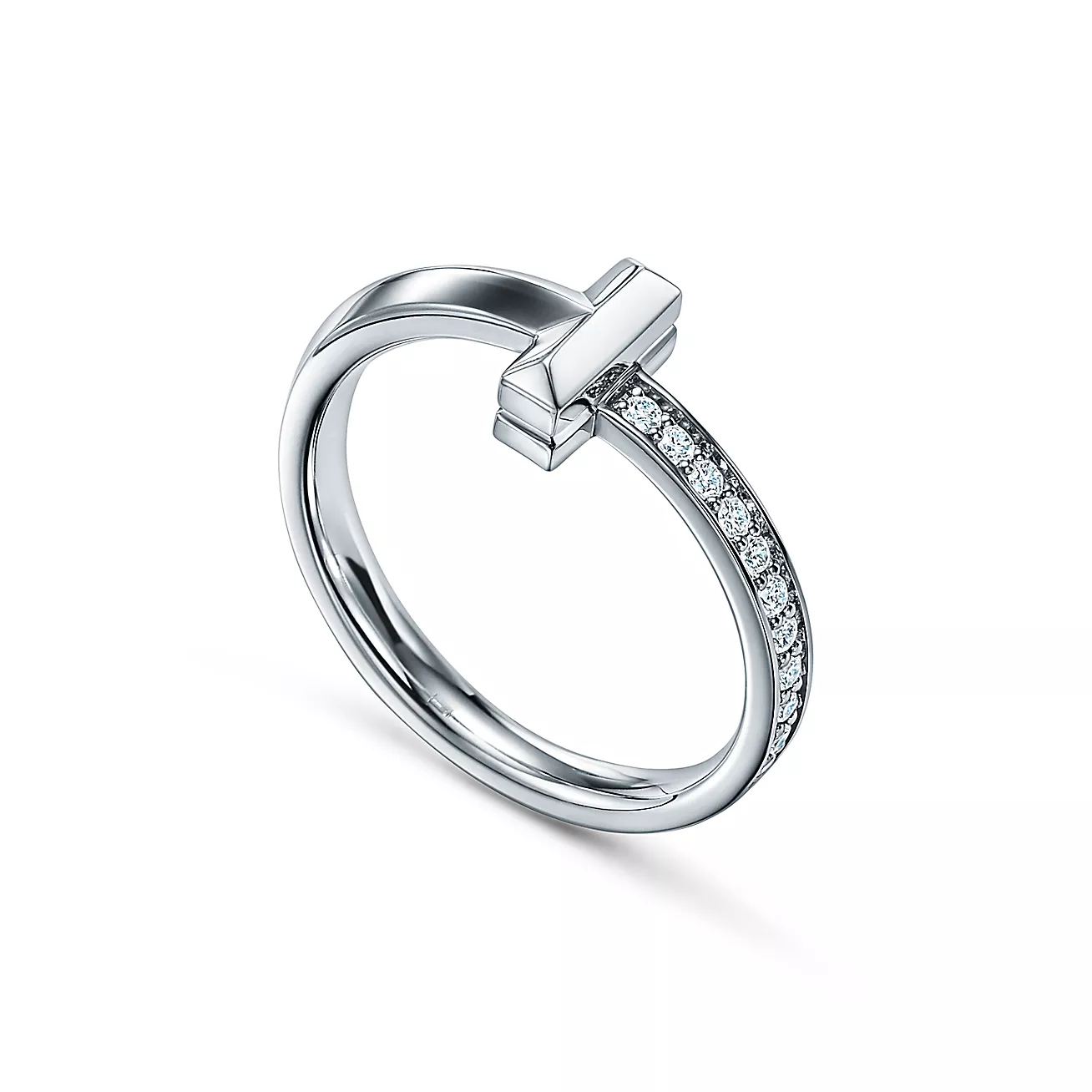 Tiffany & Co. T T1 Ring in White Gold with Diamonds, 2.5 mm Wide
