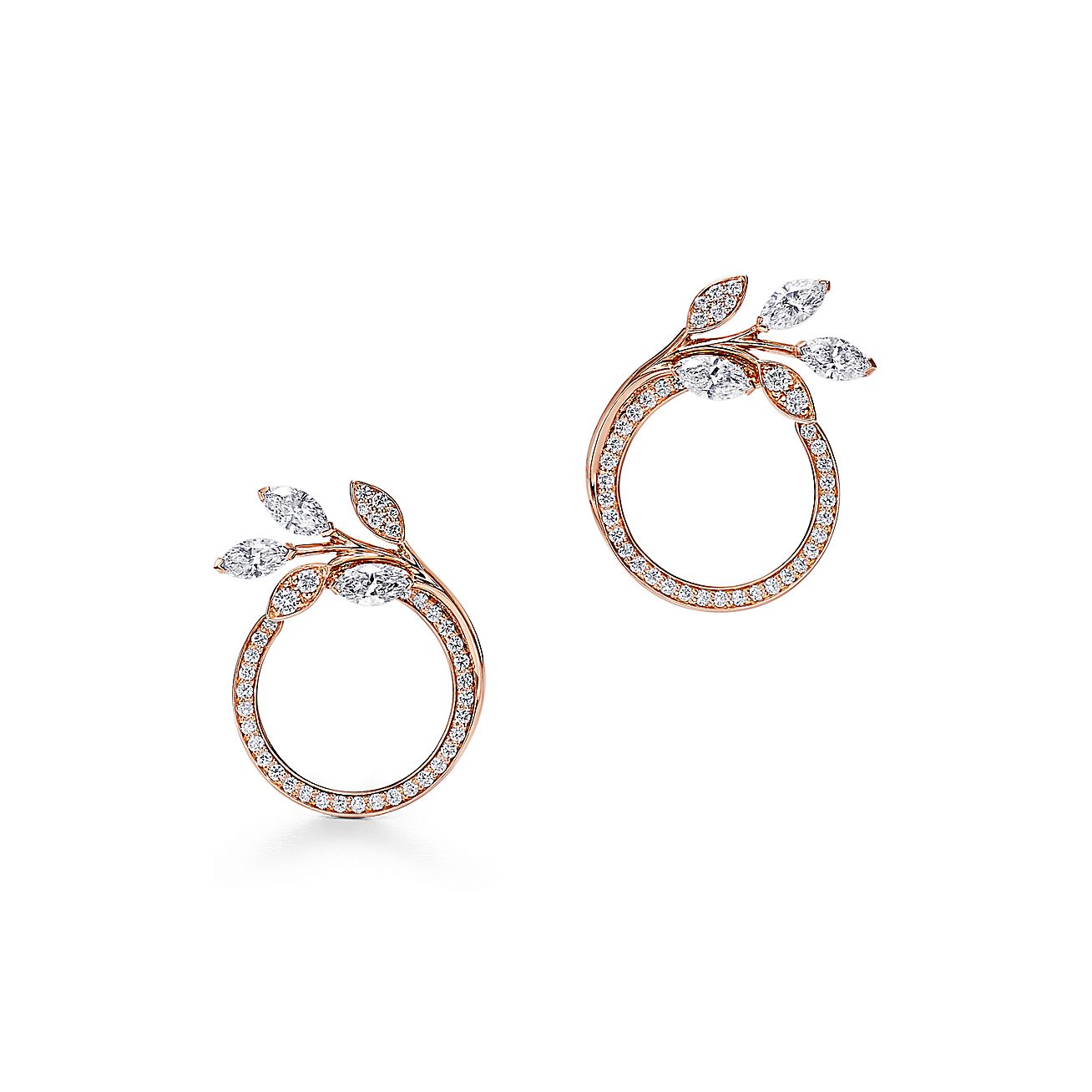Tiffany & Co. Victoria Diamond Vine Circle Earrings in 18k Rose Gold