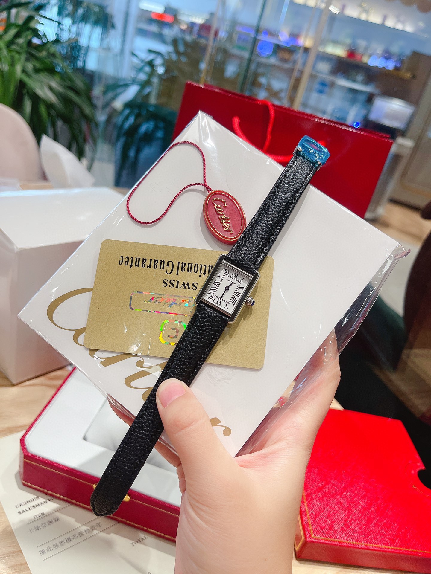 Cartier Tank Watch Black Belt Series