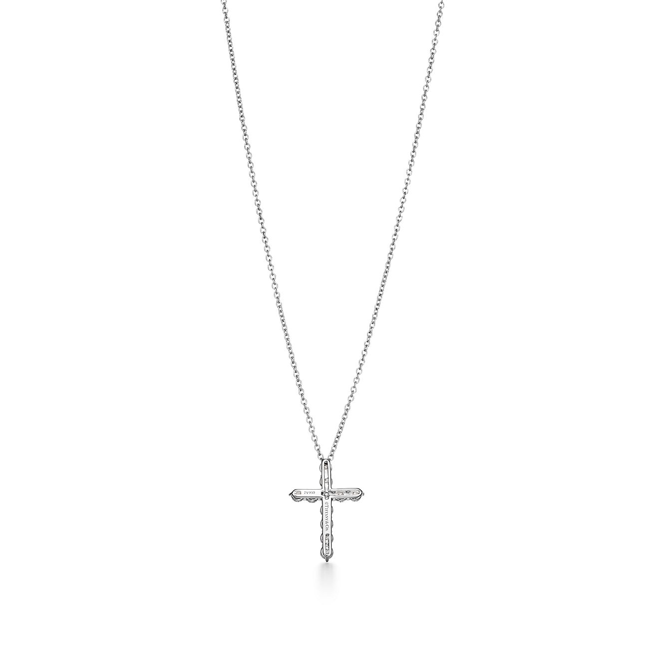 Tiffany & Co. Cross pendant in platinum with diamonds, small.