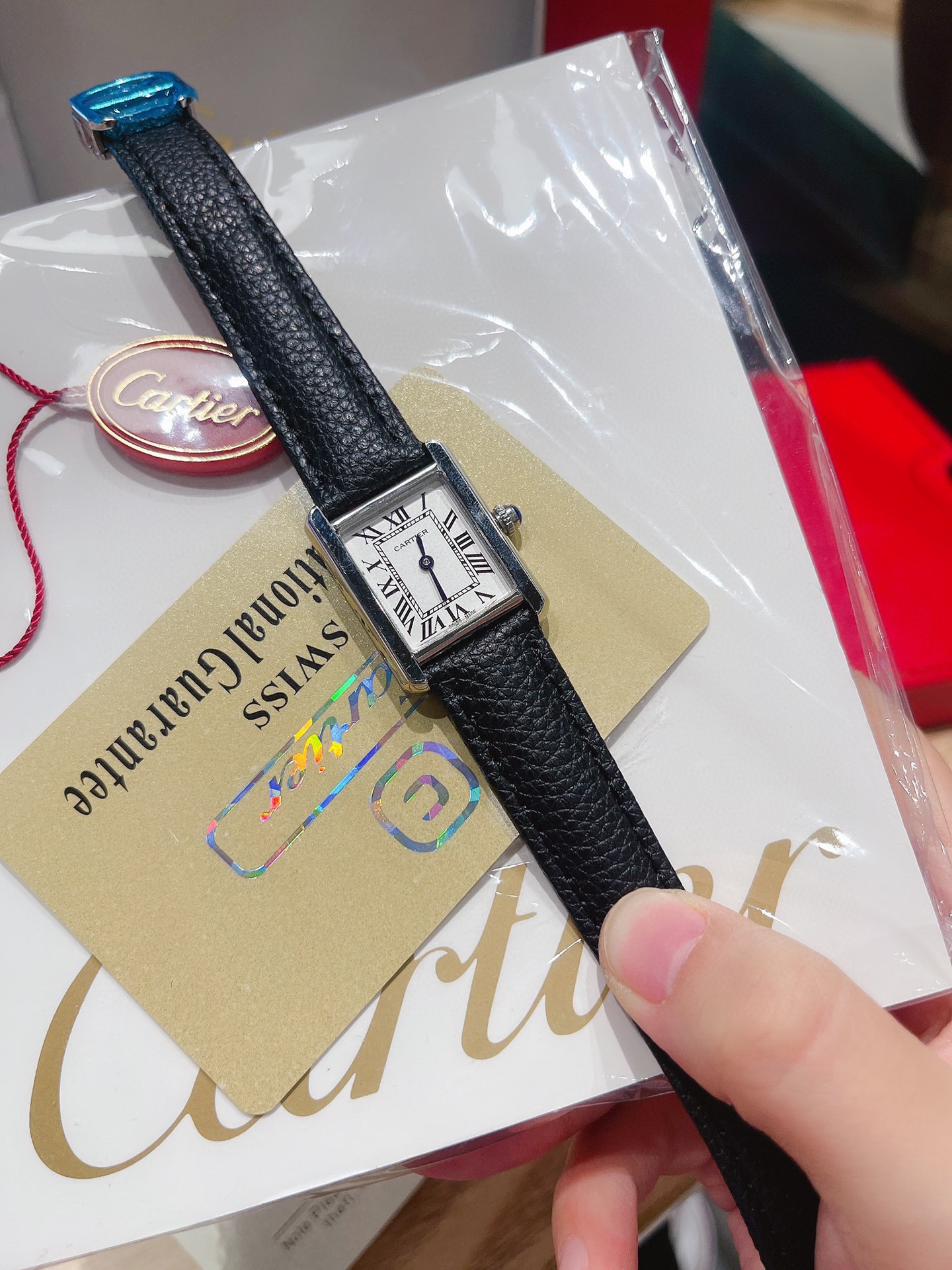 Cartier Tank Watch Black Belt Series