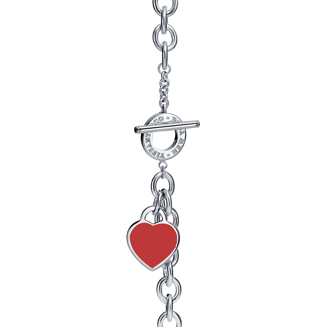 Tiffany & Co. Return to  Heart Tag Toggle Red Necklace in Silver